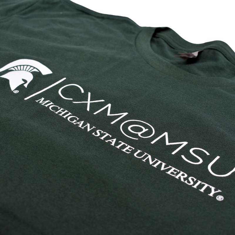 Close up of the printed CXM at MSU signature logo