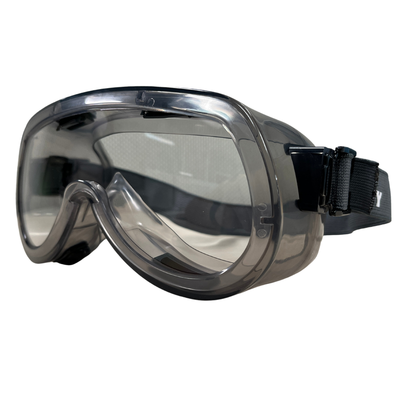 A pair of eye goggles with a gray headband.