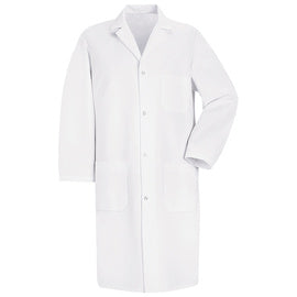 an all-white lab coat