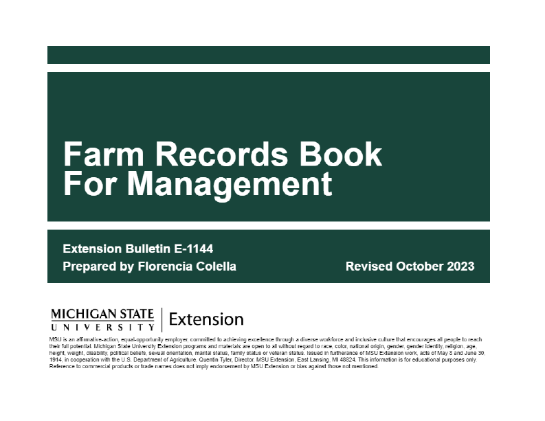 Farm Records Book for Management - shop.msu.edu