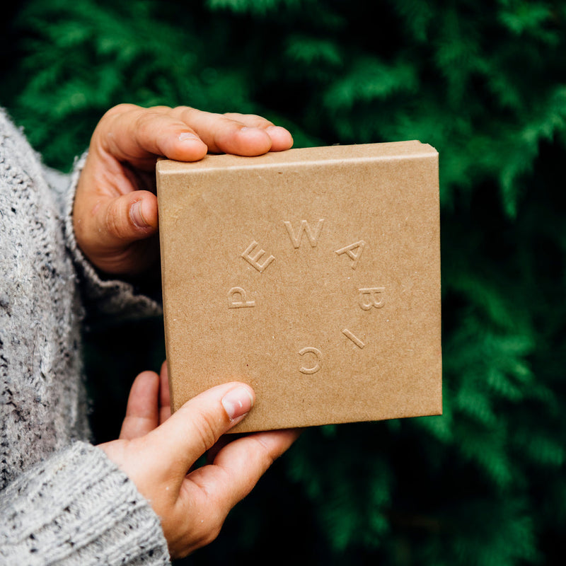 Craft box for tile with PEWABIC logo embossed on top. 