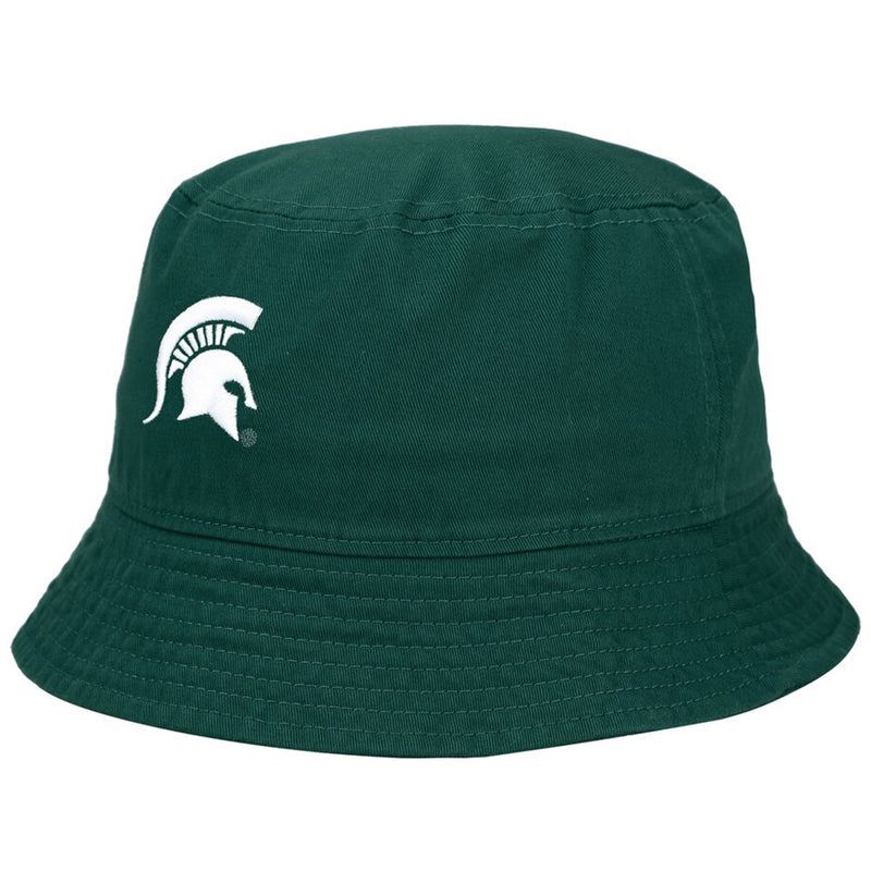 Green bucket hat with Spartan helmet center crown