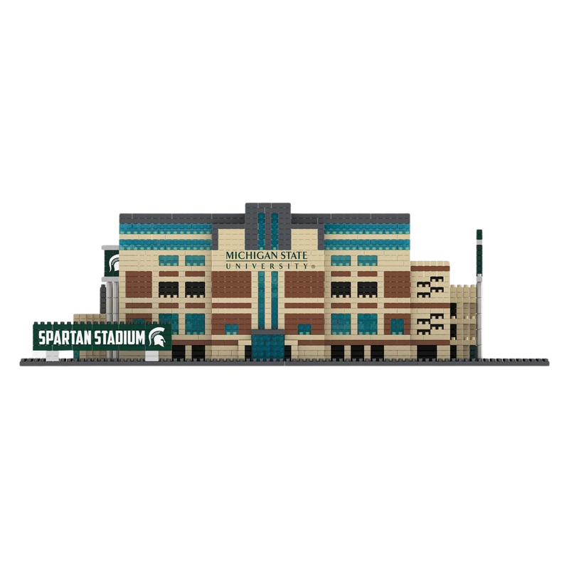 Side view of the Spartan Stadium miniature, showing the details of the stadium’s offices.