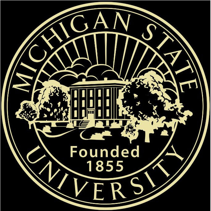 MSU seal in gold on a black background.