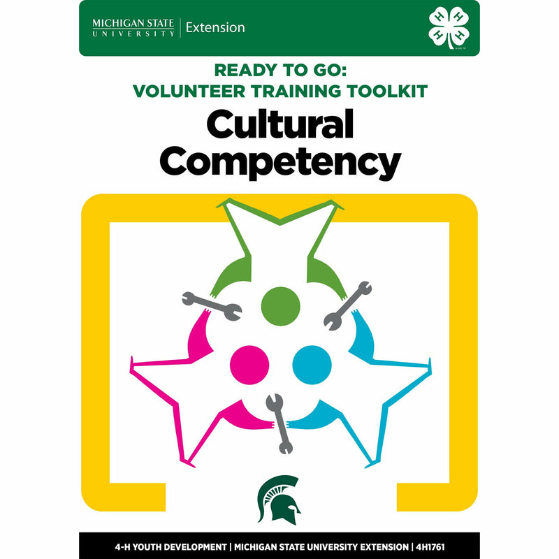 Cover of the manual "Ready to Go Unit 5: Cultural Competency". The cover shows three stick figure people standing in a circle, each holding a wrench. 