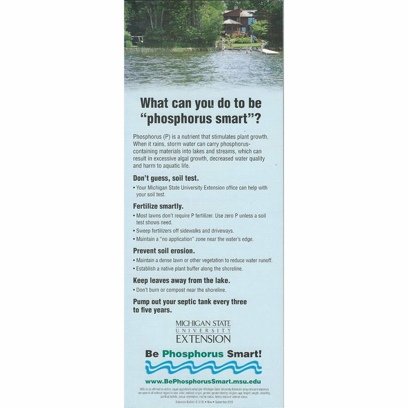 A light blue brochure pamphlet titled "Riparian Tip Sheet - What Can You Do To Be". The pamphlet has a light blue background with an image of a house sitting next to a lake on the top. 