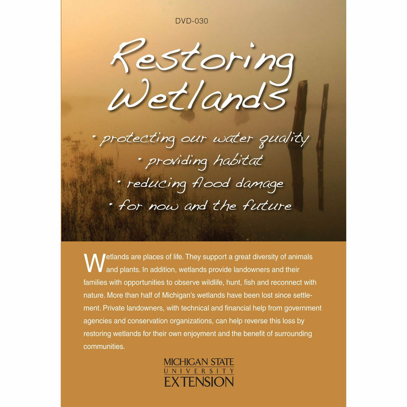 Cover of the Restoring Wetlands DVD with a hazy photo of wetlands