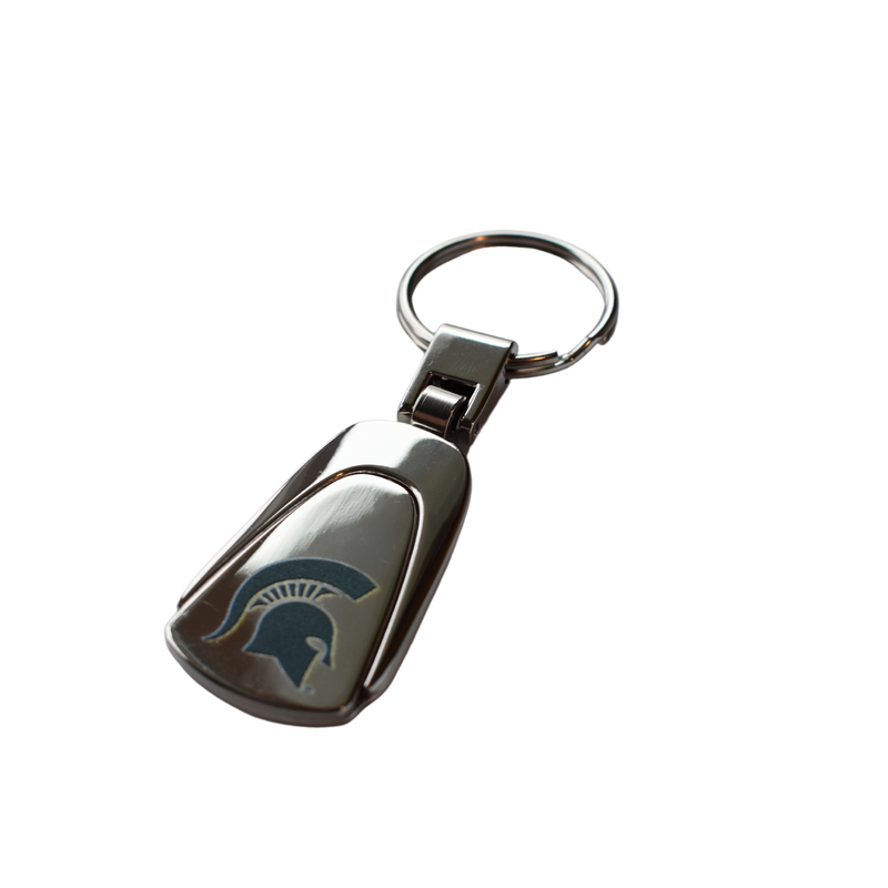 Spartan Helmet Silver Teardrop Keychain
