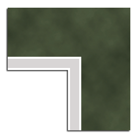 Close-up render of the layered mats. Inside is silver with white edges, top is army green with a slight cloudiness effect